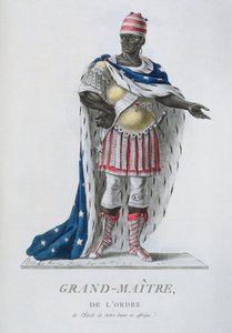 Velmistr Řádu hvězdy Notre-Dame, v africkém slavnostním oděvu, z „Recueil de Tous Les Costumes des Orders Religieux et Militaires“, vydaného v roce 1785 od J. C. Bar